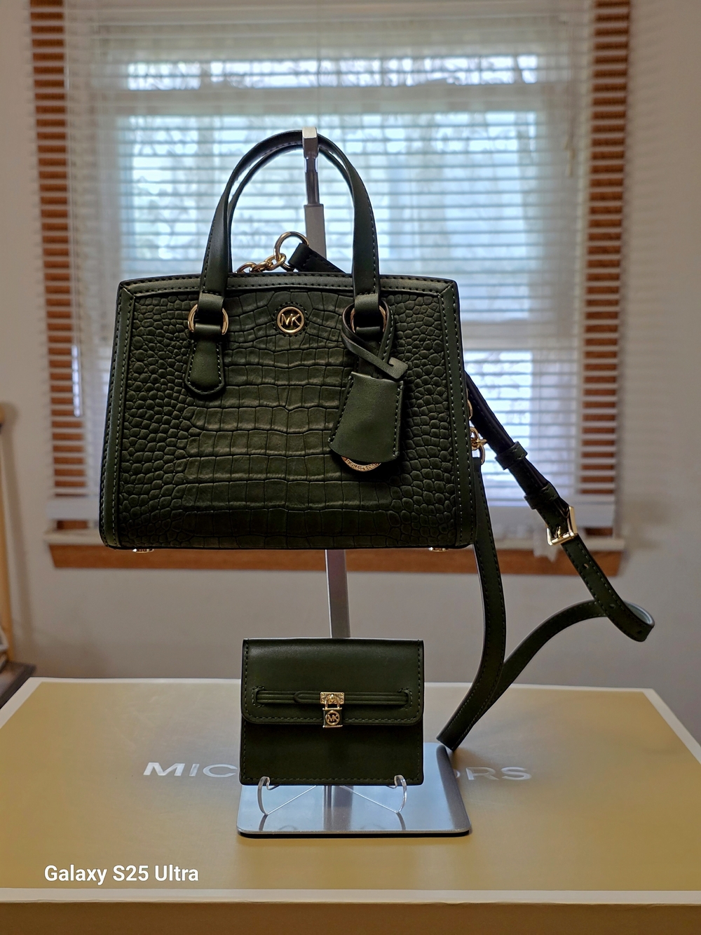 MICHAEL Michael Kors Chantal Extra-Small Croc Embossed Leather Bag + Wallet